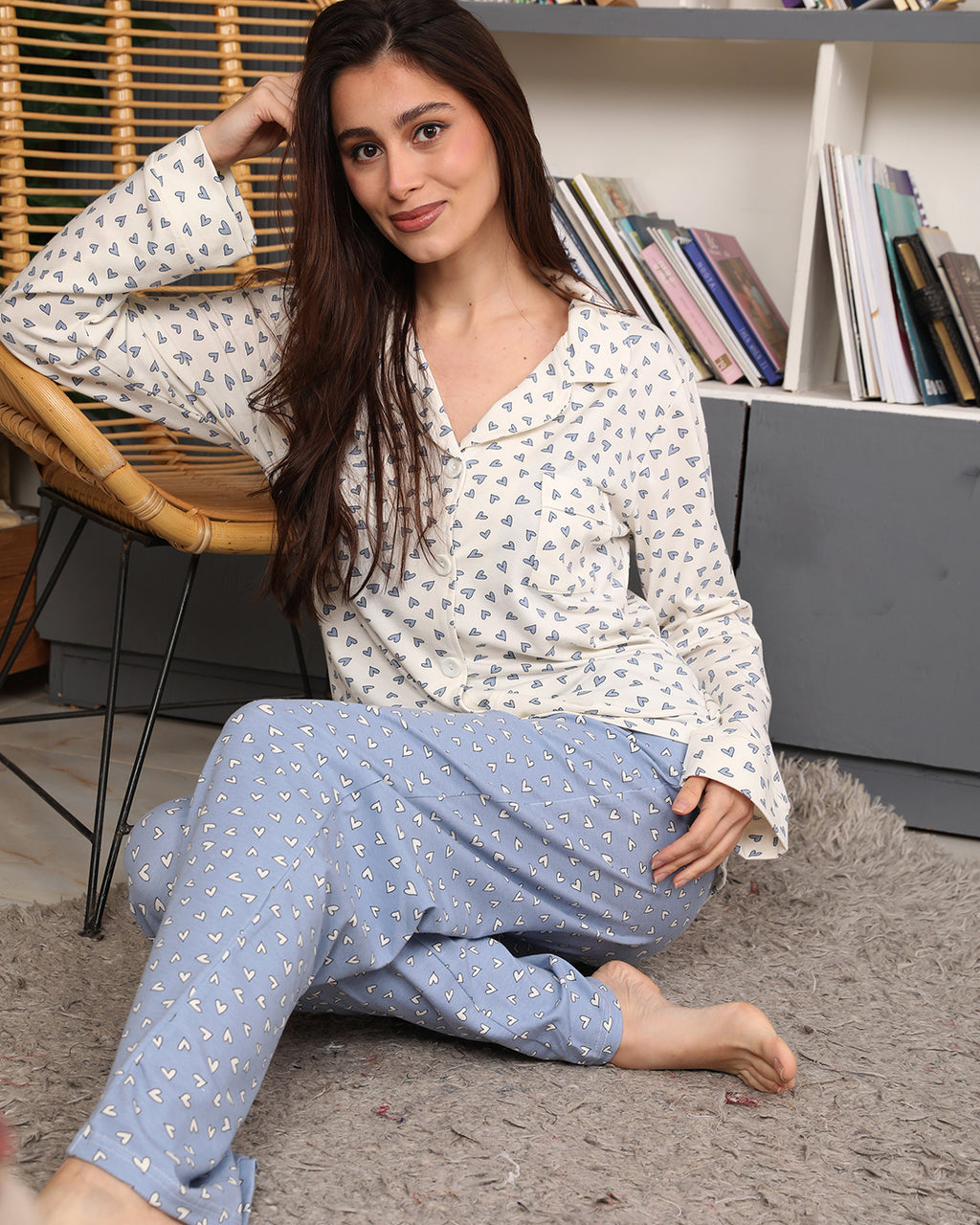Classic Heart Print Cotton Pajama