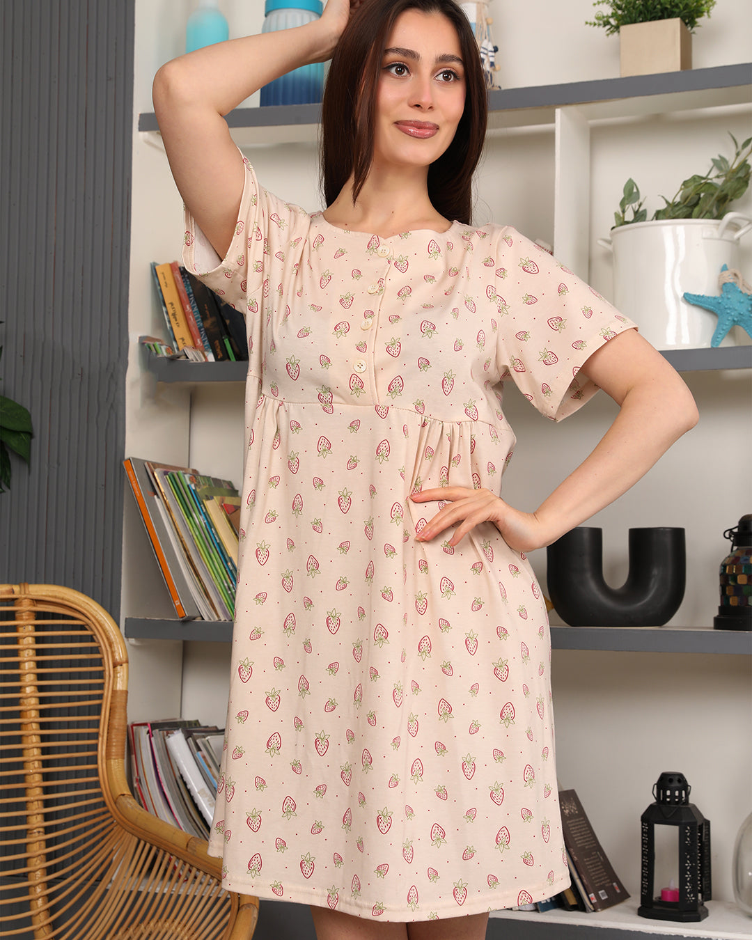 Cotton Strawberry Nightshirt
