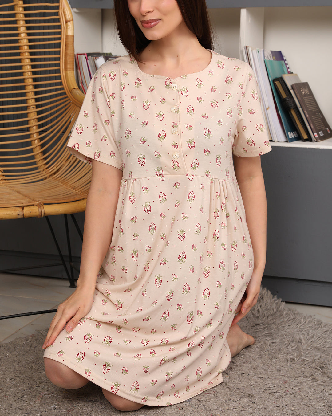 Cotton Strawberry Nightshirt