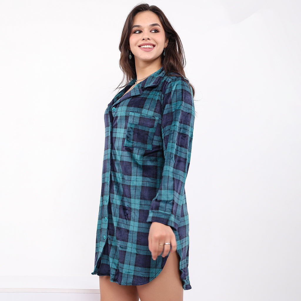 Classic Velvet Plaid Night Shirt