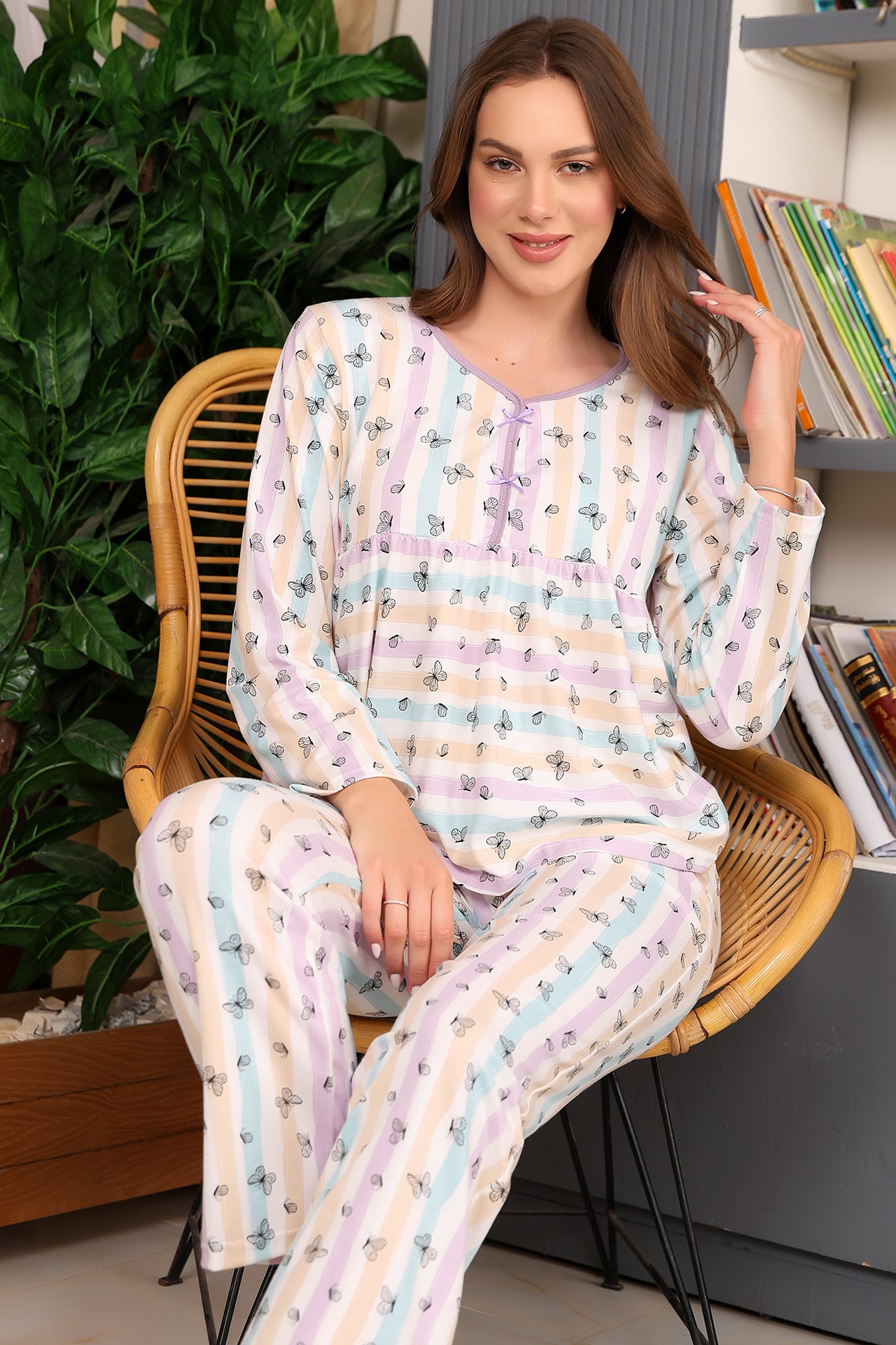 Striped Butterfly Cotton Pajama