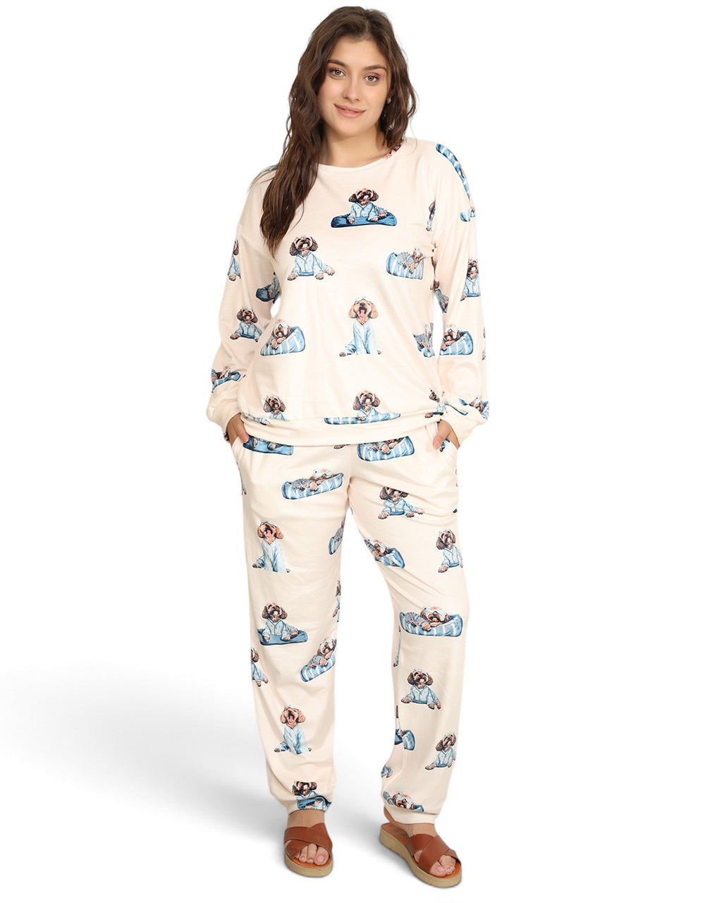 Velvet Puppy Print Pajama