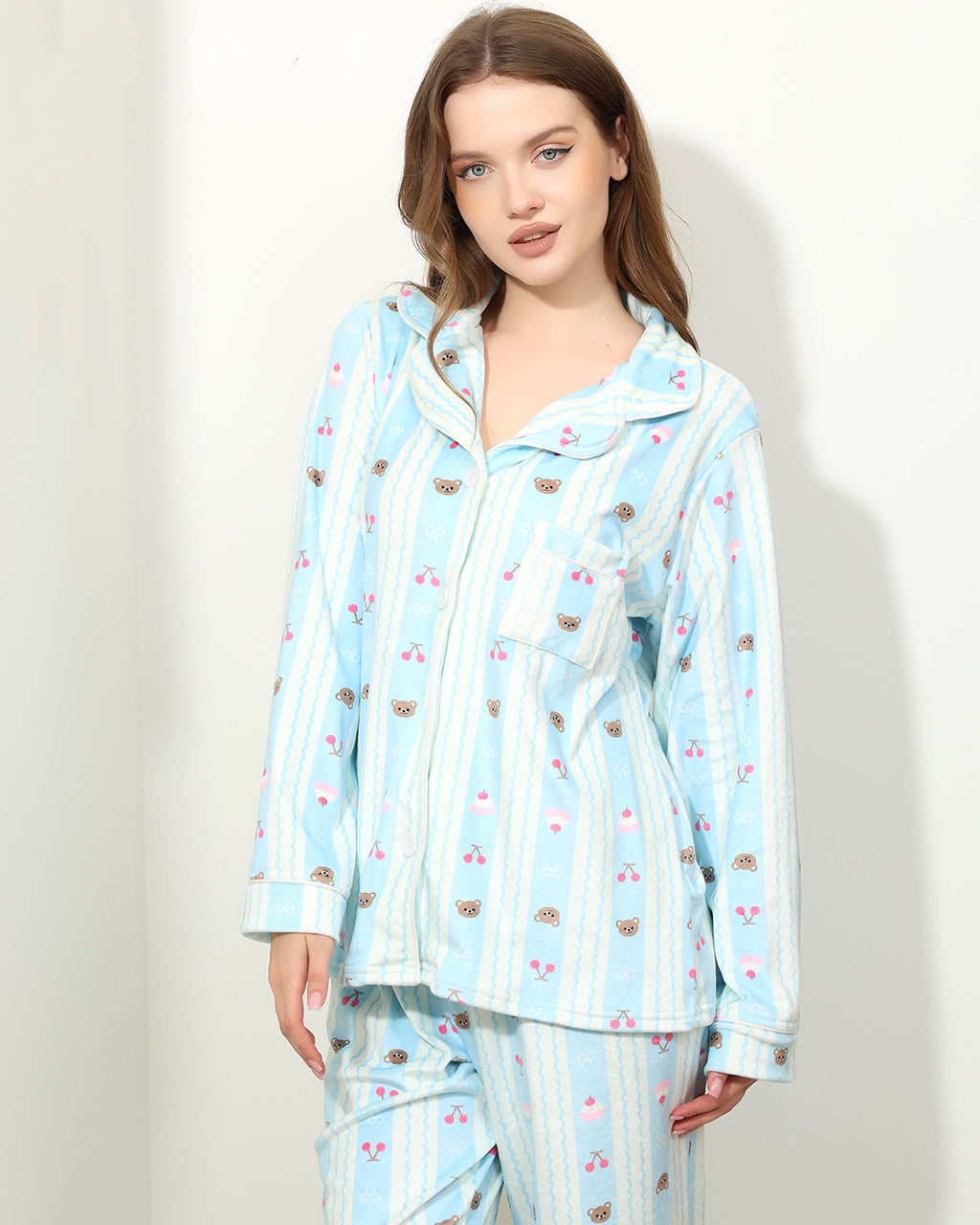 Blue Cherry Velvet Pajama