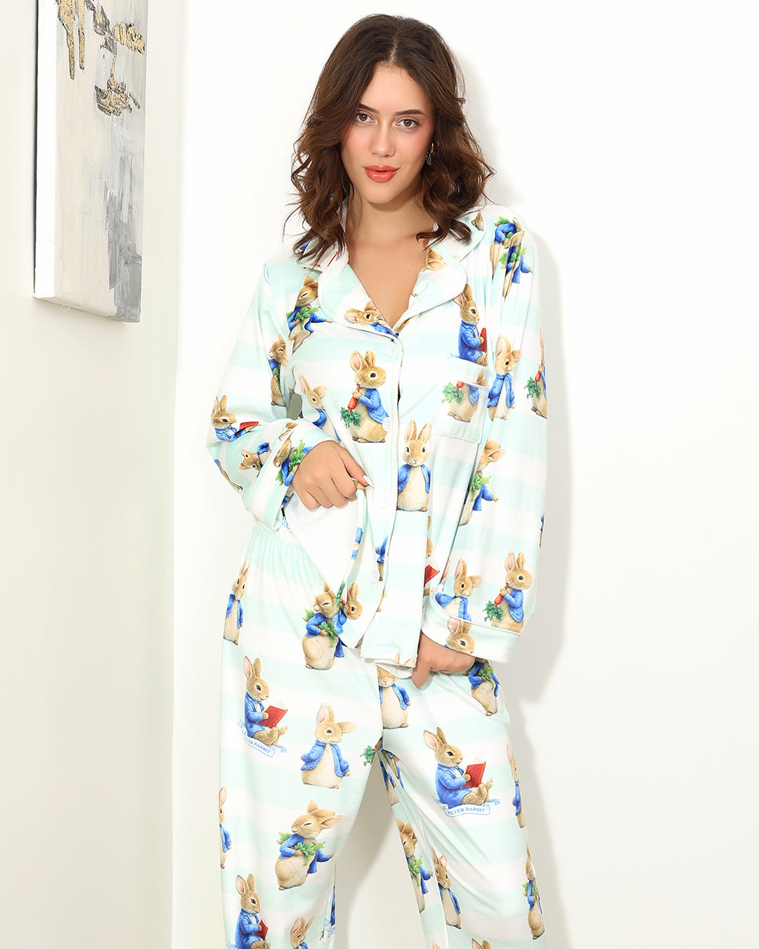 Mint Bunny Velvet Pajama