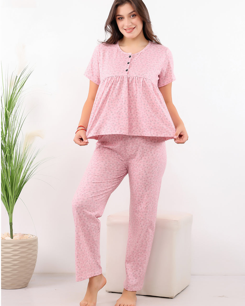 Micro-Floral Cotton Pajama