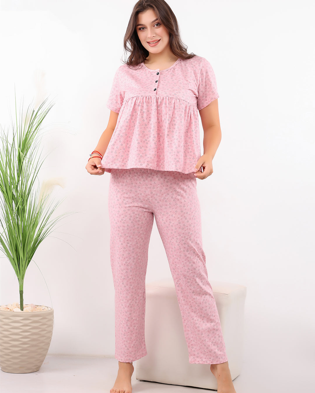 Micro-Floral Cotton Pajama