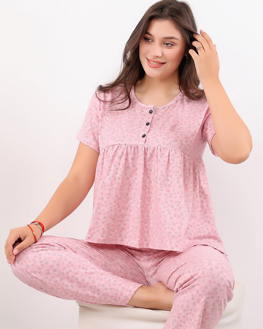 Micro-Floral Cotton Pajama