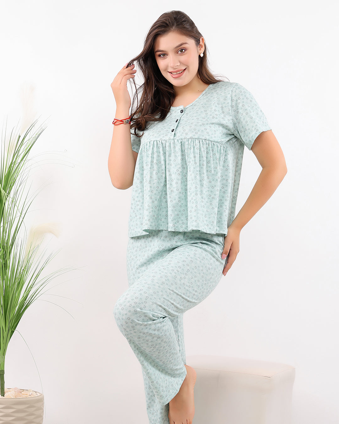 Micro-Floral Cotton Pajama