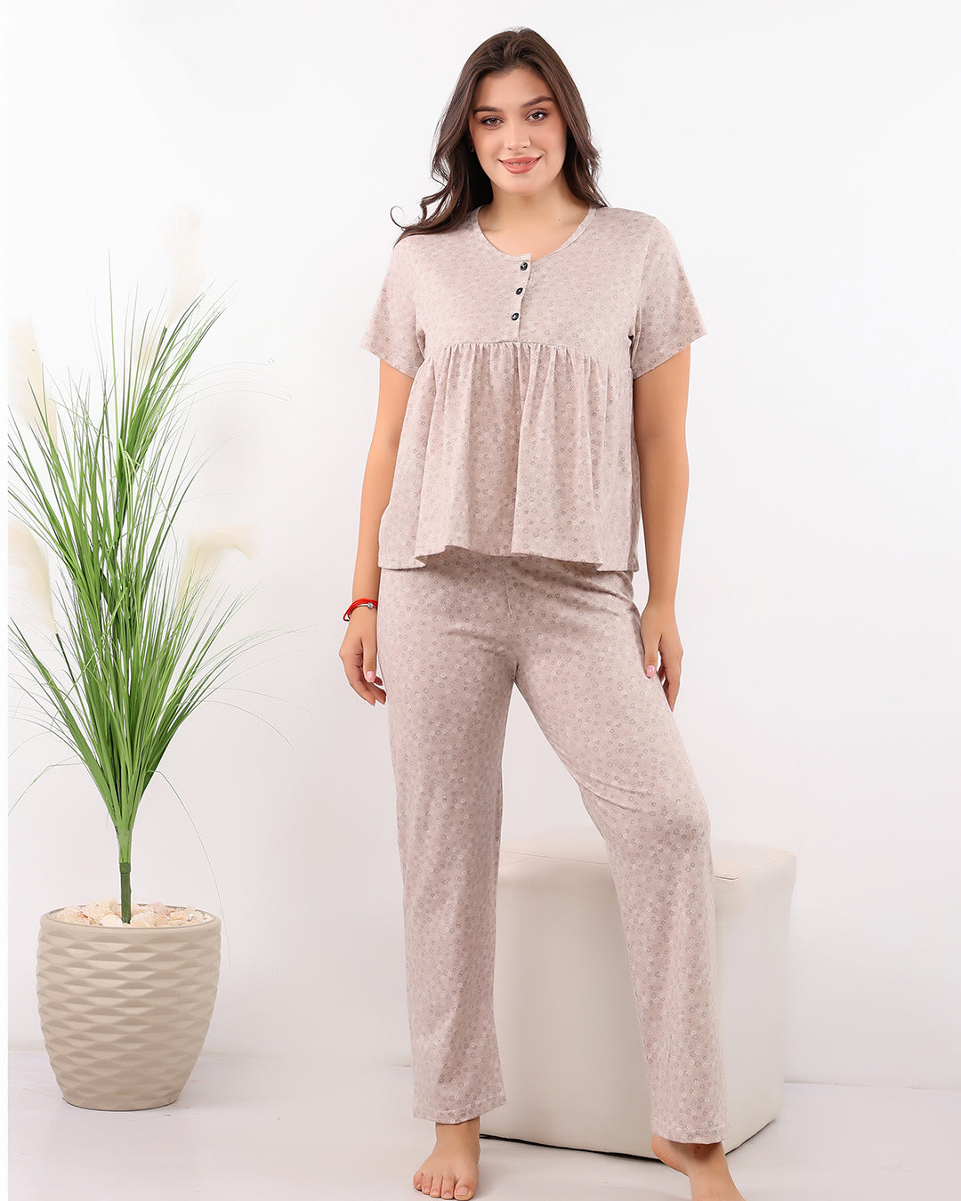 Micro-Floral Cotton Pajama