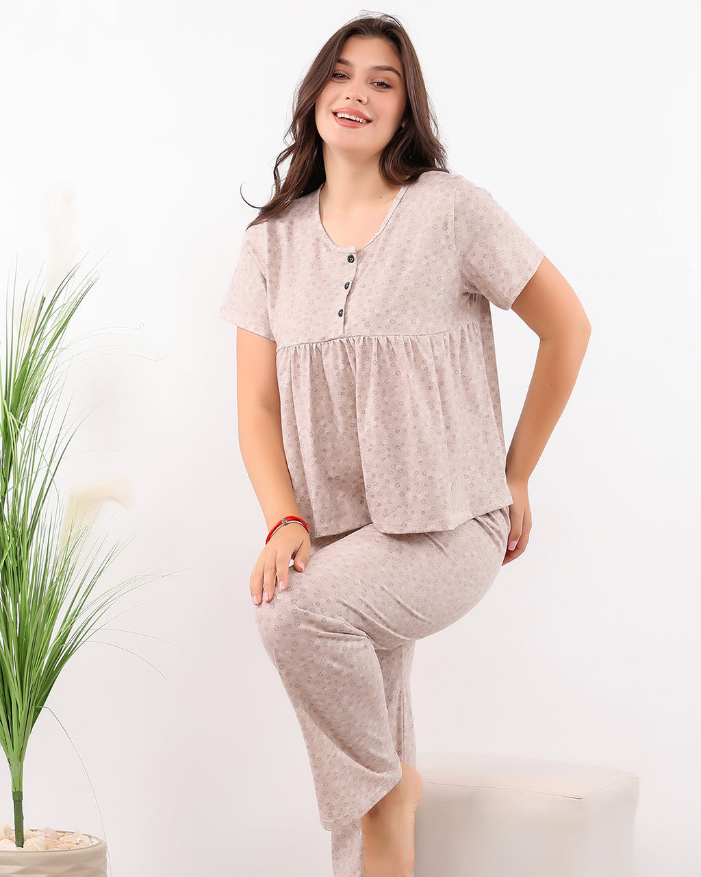 Micro-Floral Cotton Pajama