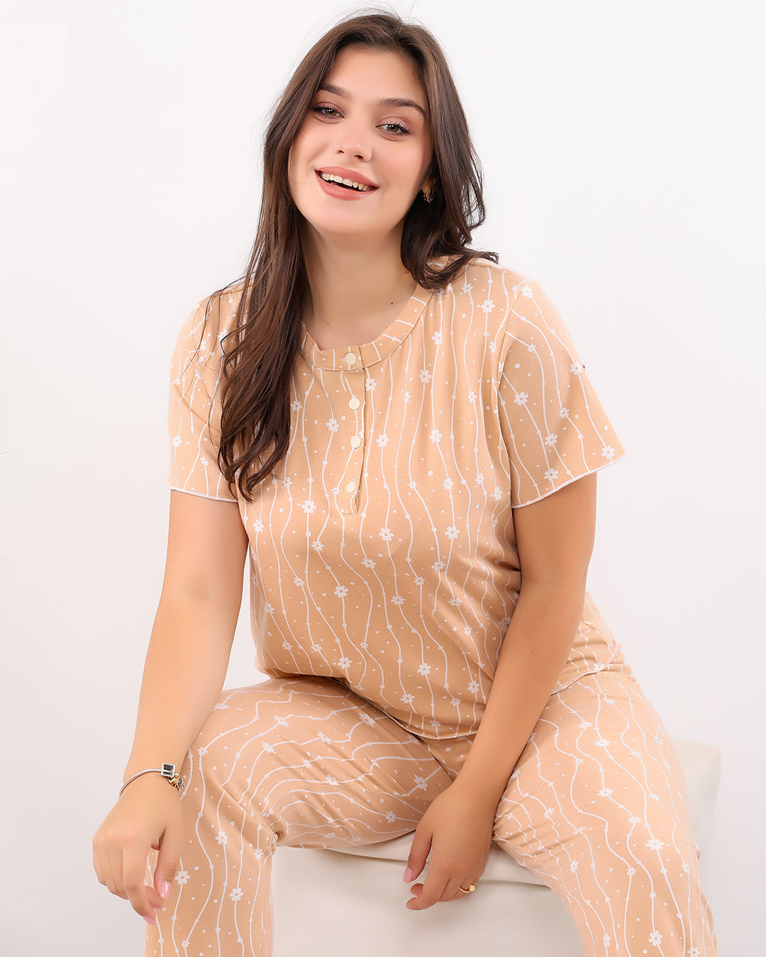 Wavy Floral Cotton Pajama