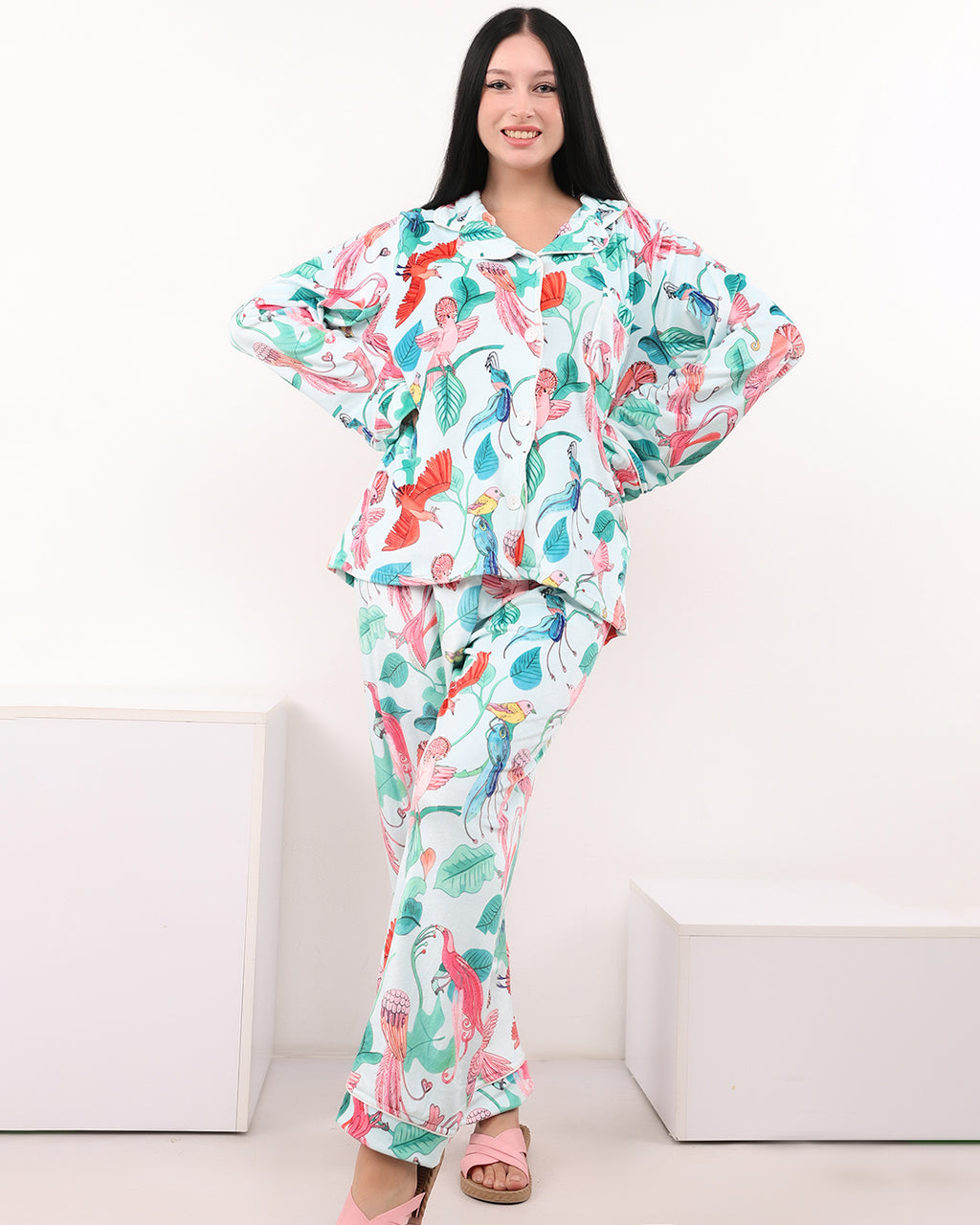 Tropical Bird Velvet Pajama