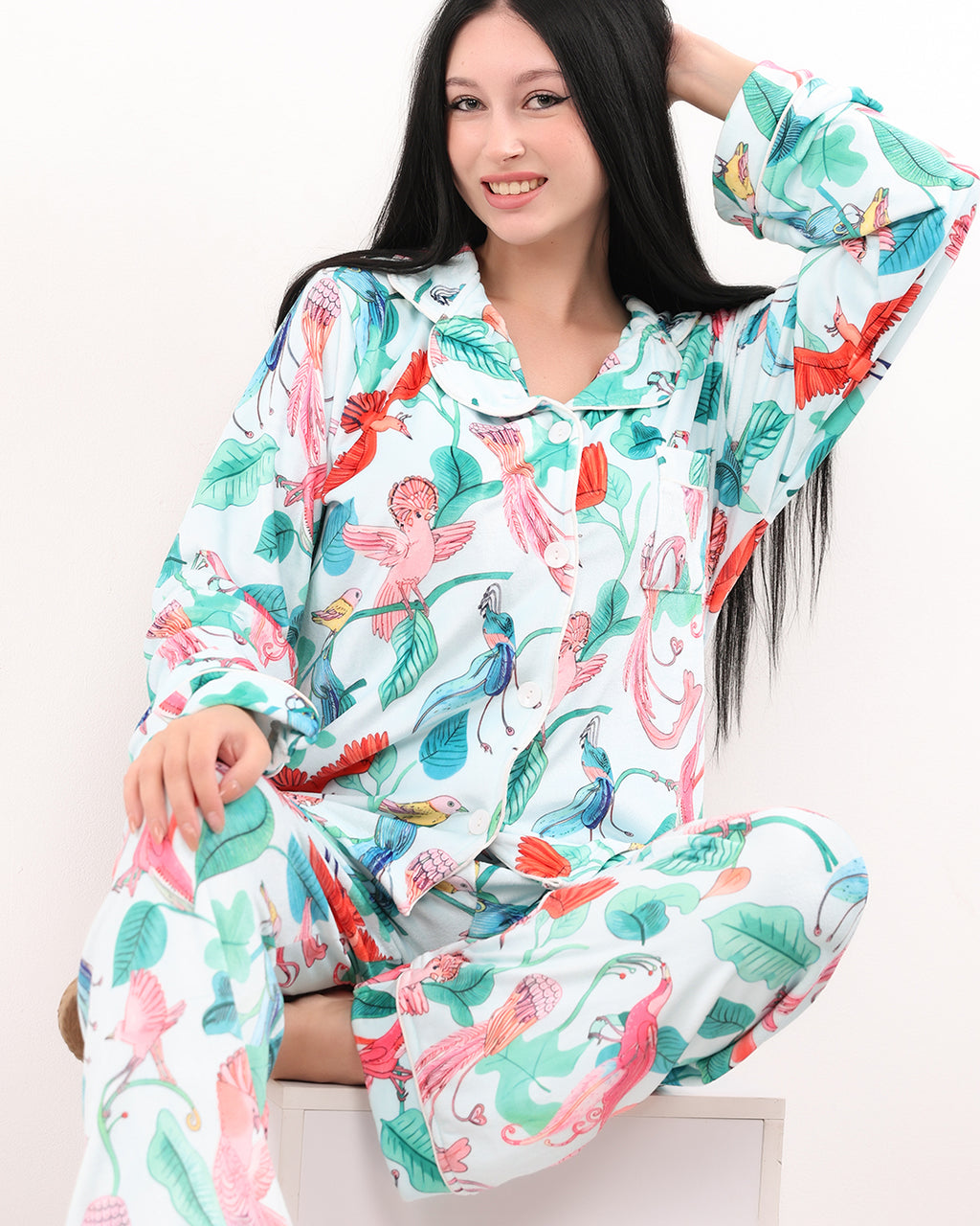 Tropical Bird Velvet Pajama