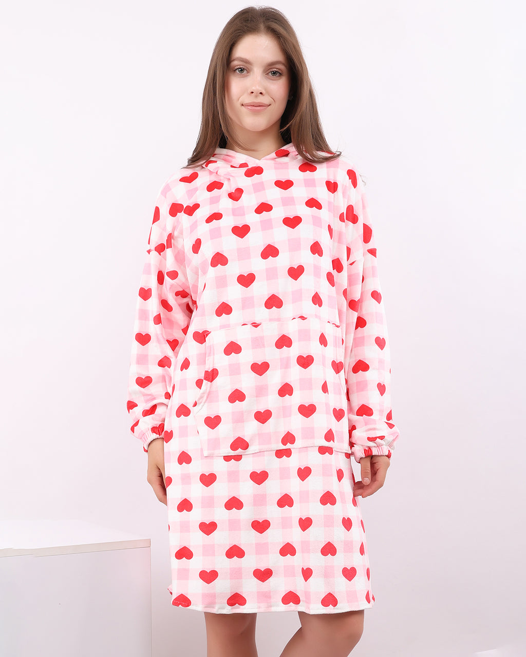 Pink Heart Velvet Hoodie