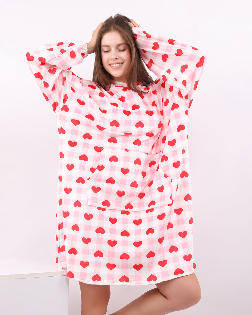Pink Heart Velvet Hoodie