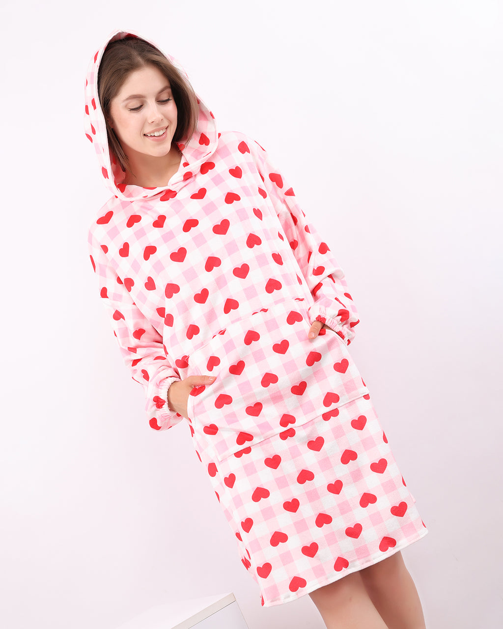 Pink Heart Velvet Hoodie