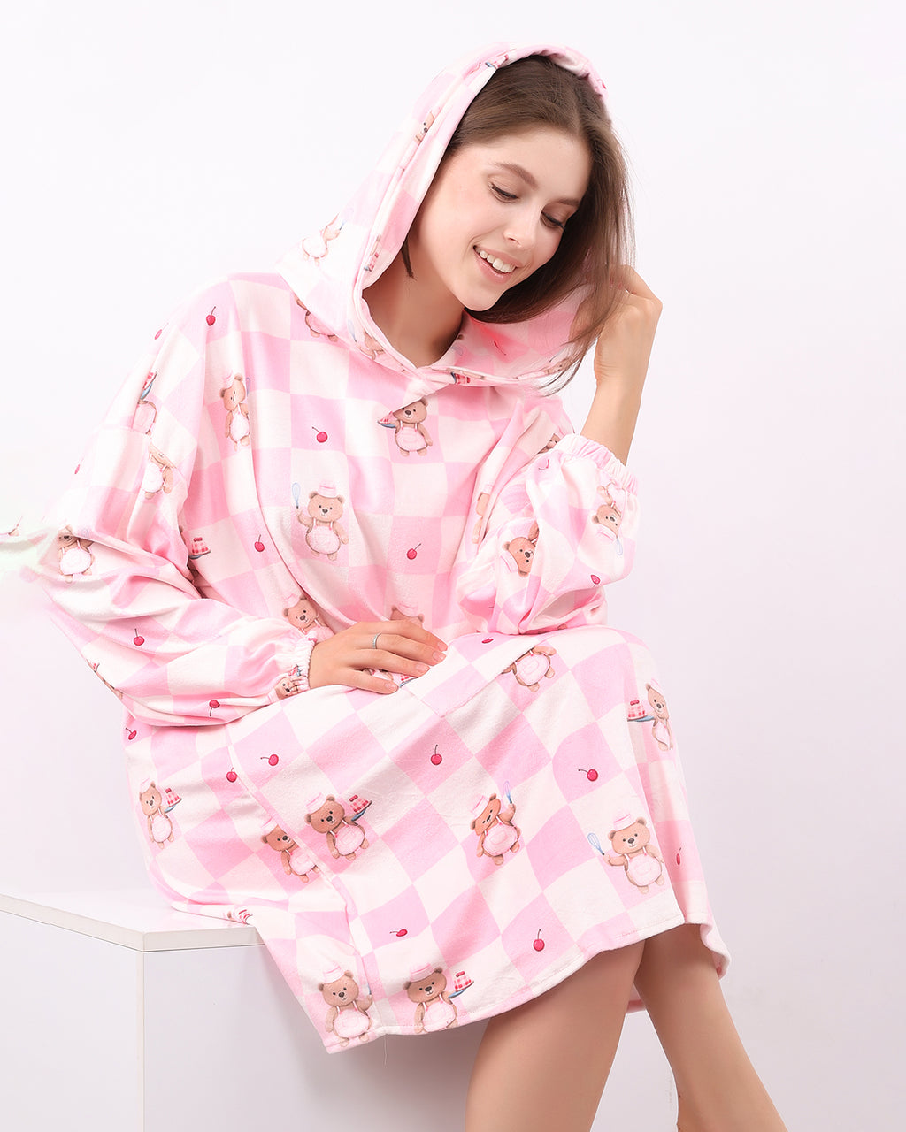 Pink Bear Velvet Hoodie
