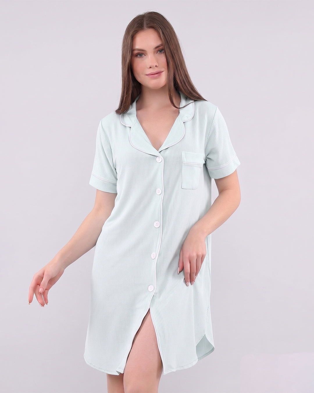 Classic Ribbed Cotton Nightshirt