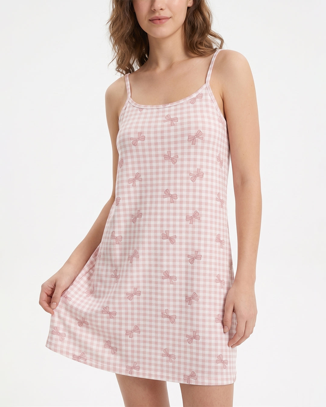 Bow Plaid Cotton Nightshirt