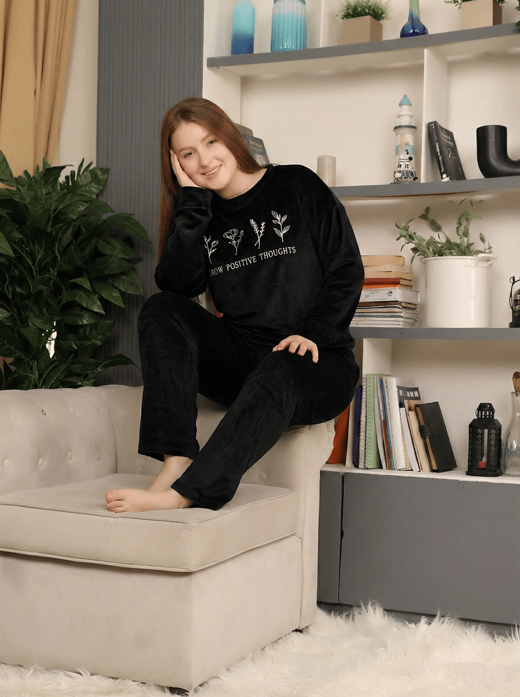 "GROW POSITIVE THOUGHTS" Velvet Pajama