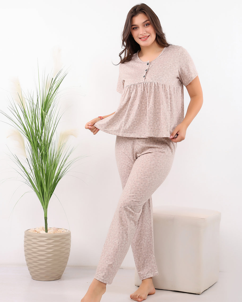 Micro-Floral Cotton Pajama