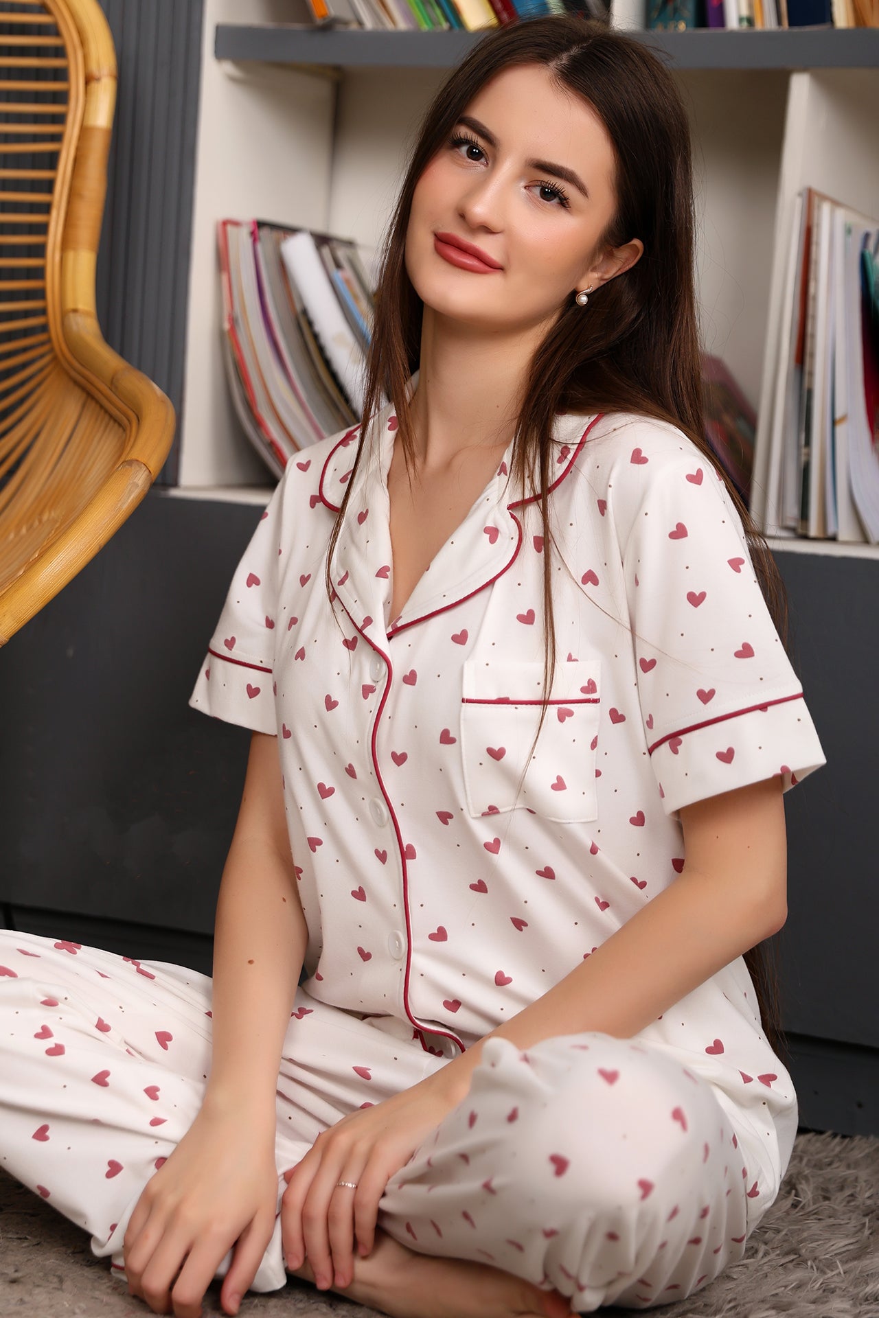 Classic Cotton Hearts Dotted Pajama
