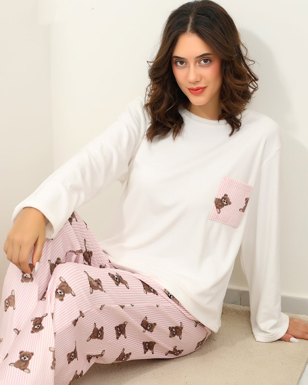 Bear Pocket Velvet Pajama