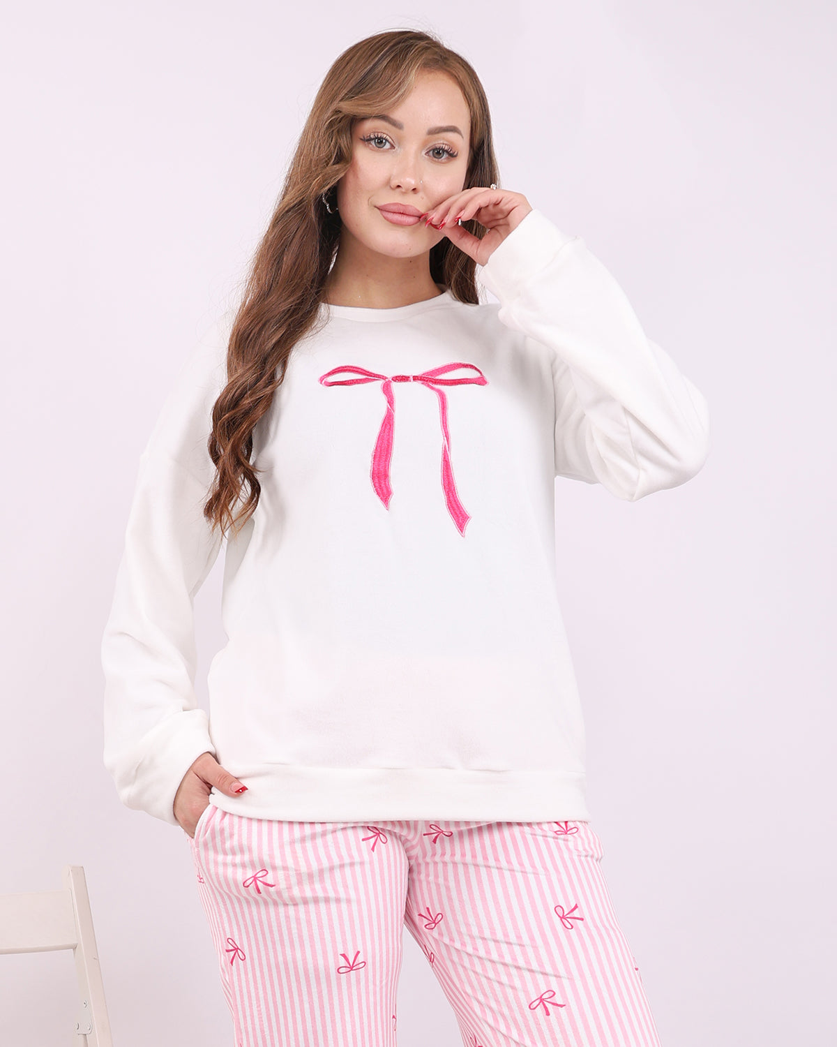 Pink Ribbon Velvet Pajama