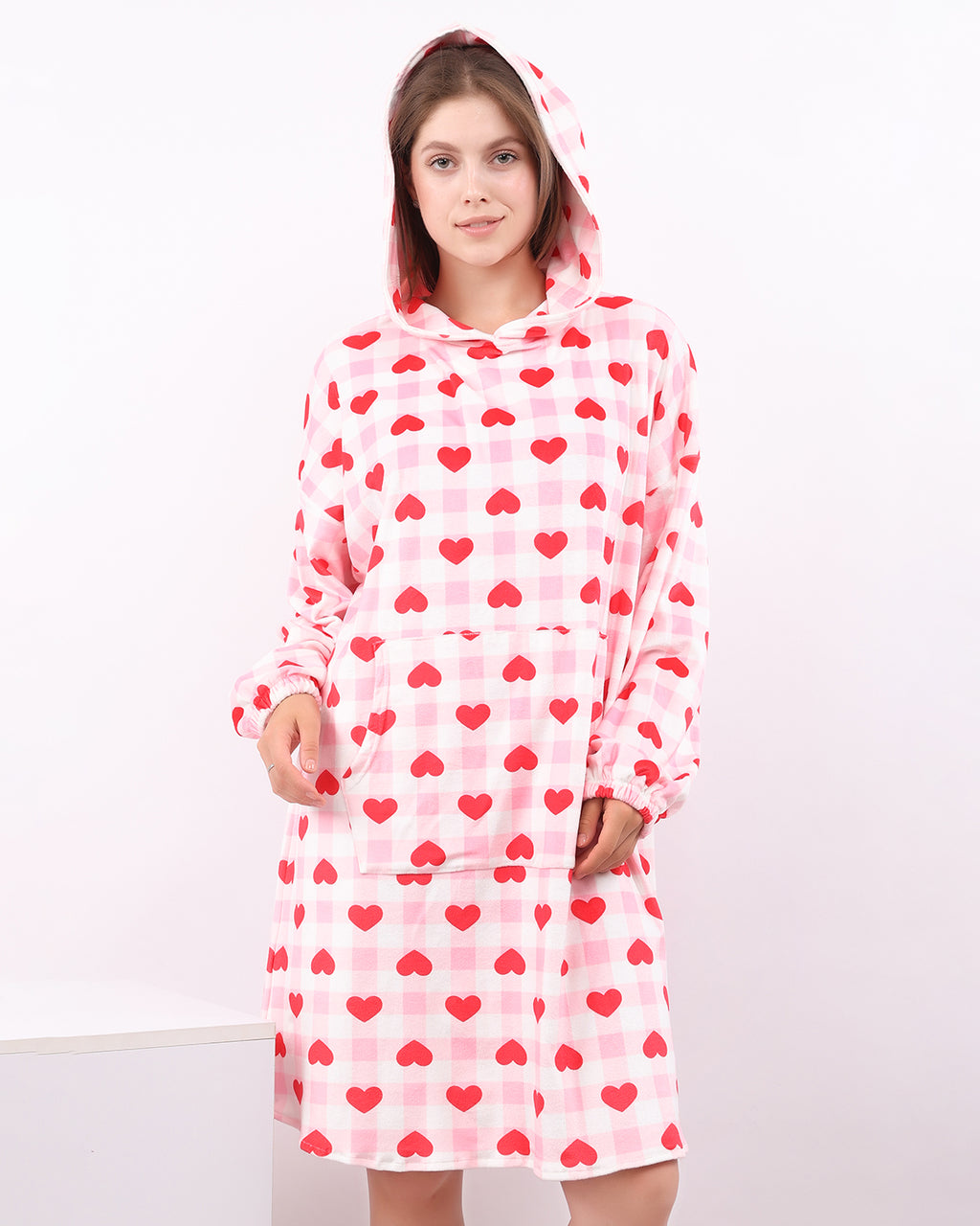 Pink Heart Velvet Hoodie