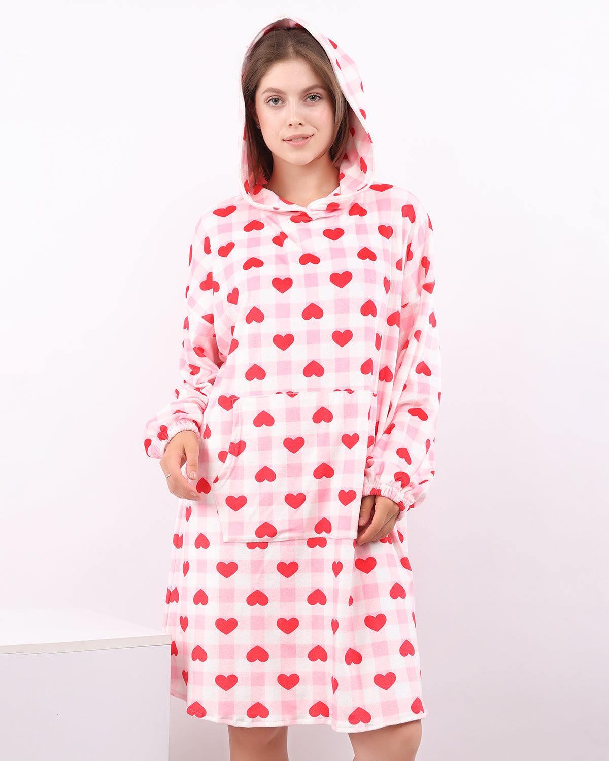 Pink Heart Velvet Hoodie